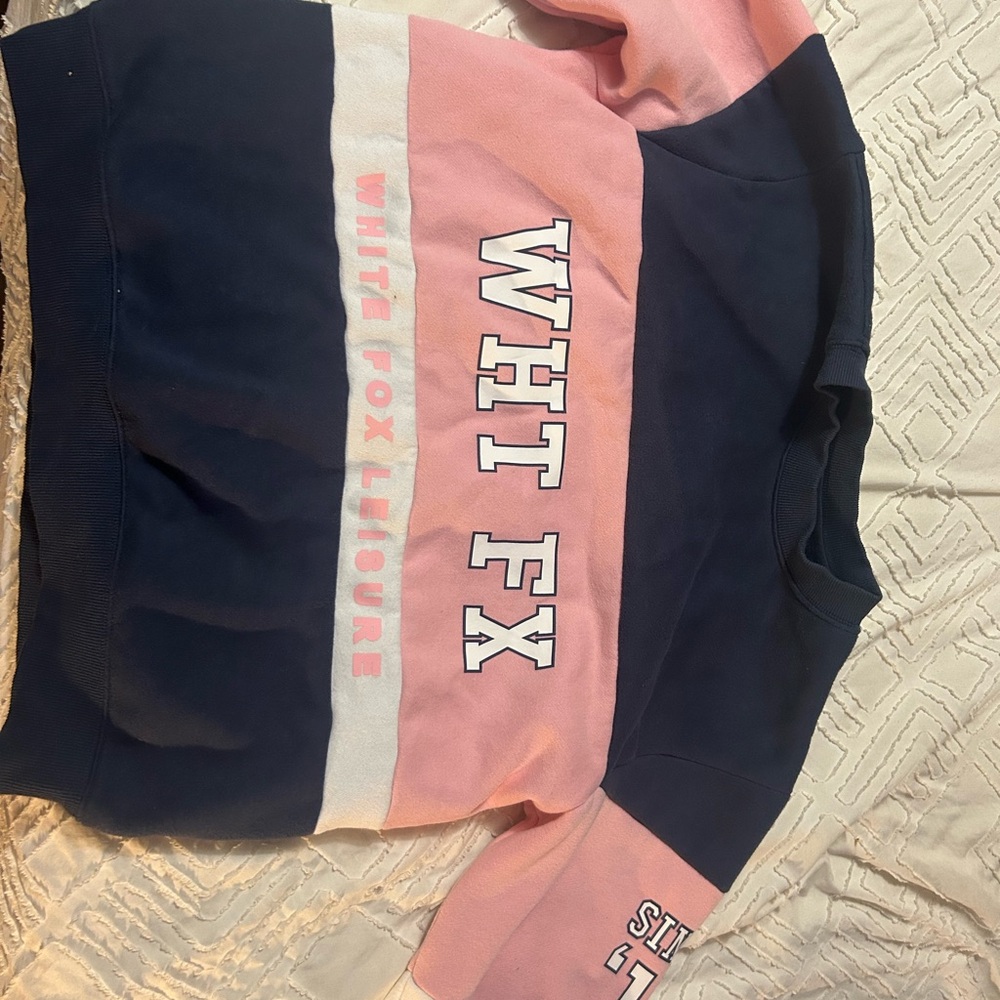 White Fox Pink and Navy Sweatshirt